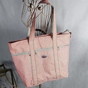 Greek Key Pattern Tote Bag with Pockets Roomy